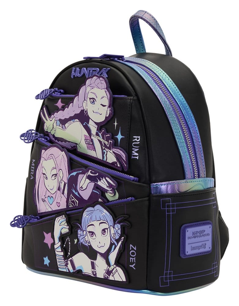 Loungefly KPop Demon Hunters Huntrix Mini Backpack with Photo Card Charm